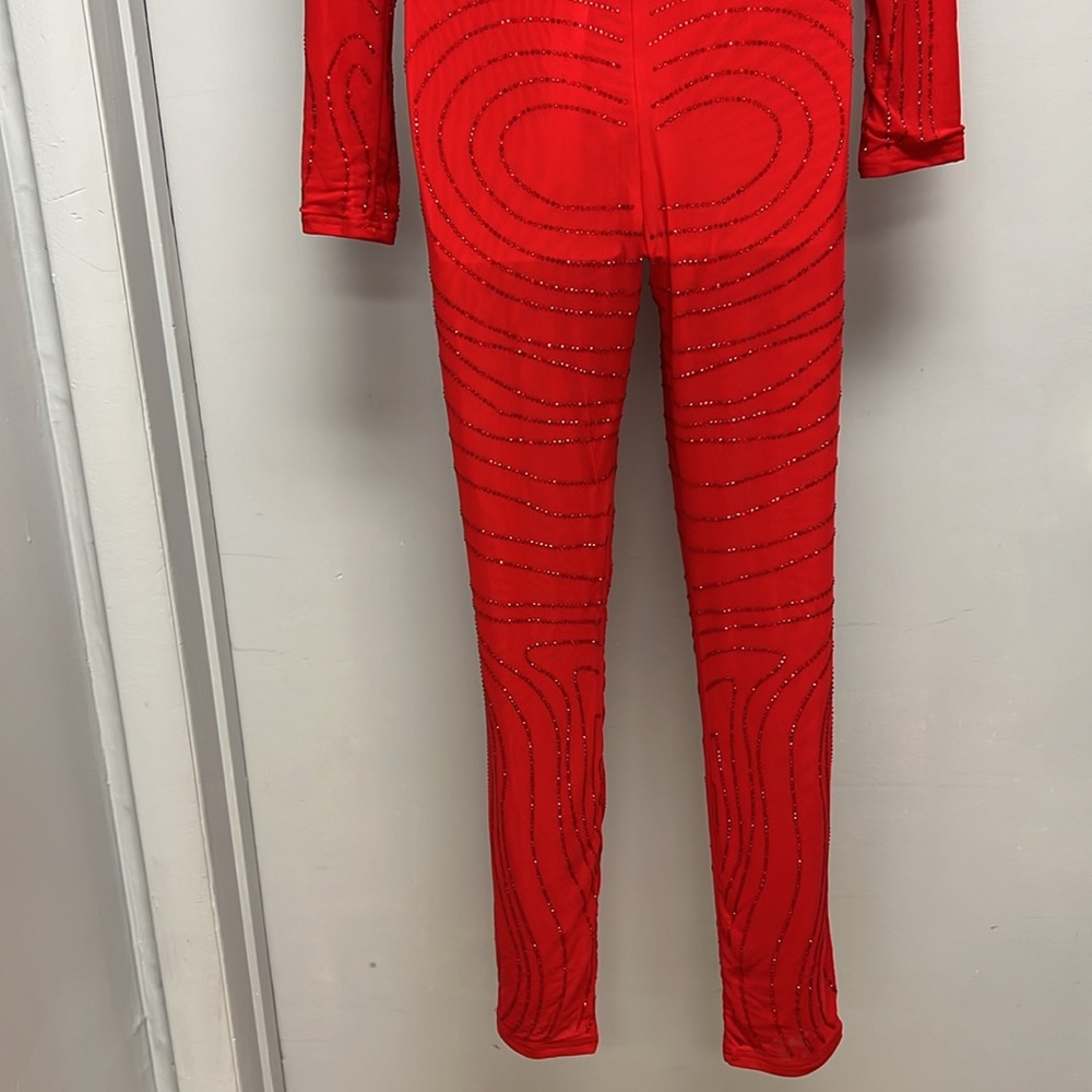 NWT Akira Sasha Embellished Mesh Long Sleeve Bodysuit/Pants Set Size Large - Picture 8 of 13